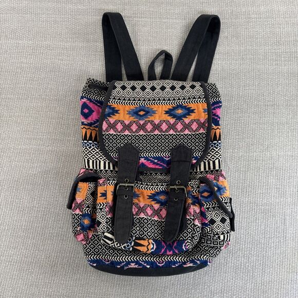 Colorful Southwestern Baja Backpack Beach Purse Hippie Boho Serape Medium Bag - Picture 1 of 9